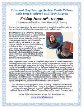Livestream of Cobscook Bay Ecology Series: Truth Tellers, with Don Staniford and Trey Angera